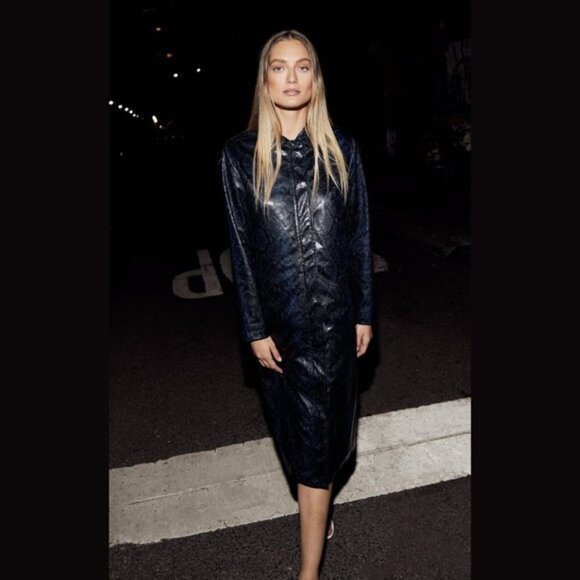 NWT Apparis black blue python faux leather duster jacket, M - Picture 8 of 16